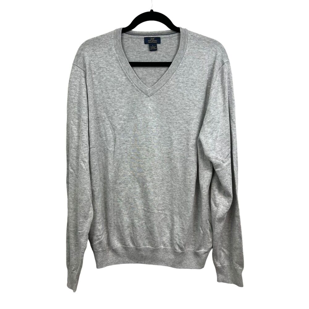 Brooks Brothers Mens 346 Sweater V Neck Stretch Supima Cotton Gray Size L*